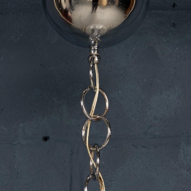 1970s Vintage Italian White and Clear Murano Glass Pendant Lamp, 1970 For Sale - Image 5 of 15