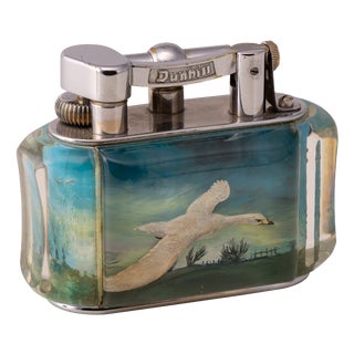 Vintage Aquarium Birds in Flight Table Lighter from Dunhill, 1950 For Sale