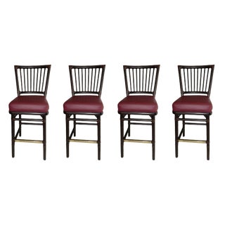 Orlando Diaz-Azcuy for McGuire Prescott Bamboo & Leather Bar Stools - Set of 4 For Sale