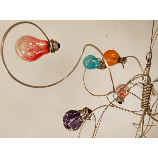 1990s Chandelier with Multiple Colored Bulbs For Sale - Image 5 of 17