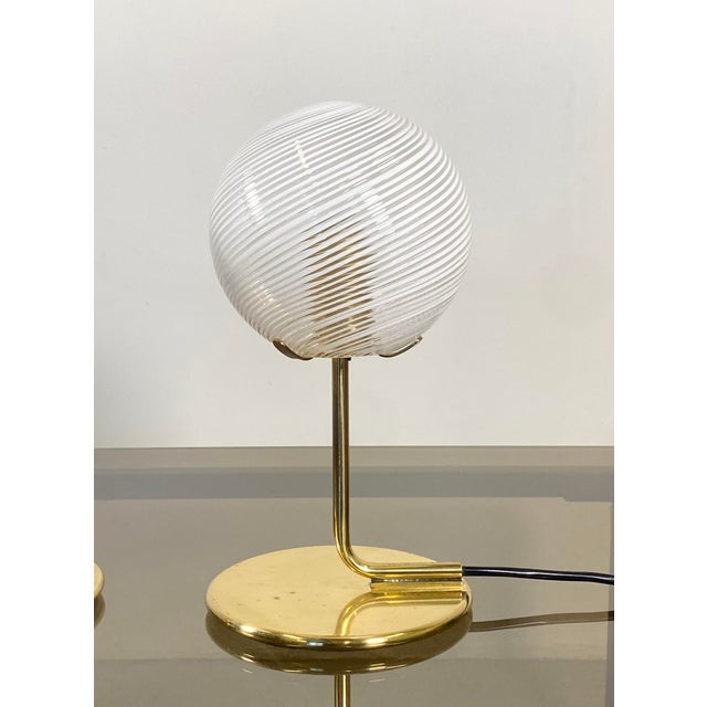 Gold Murano Glass Table Lamps in the style of Venini, 1970s, Set of 2 For Sale - Image 8 of 18