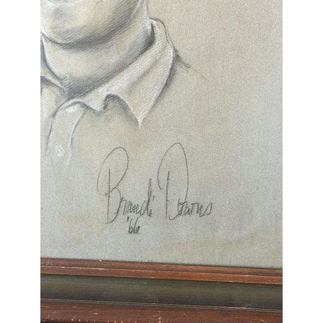Brandt 1966 Mid-Century Charcoal Portrait of a Young Man by Brandi Downs For Sale - Image 4 of 11