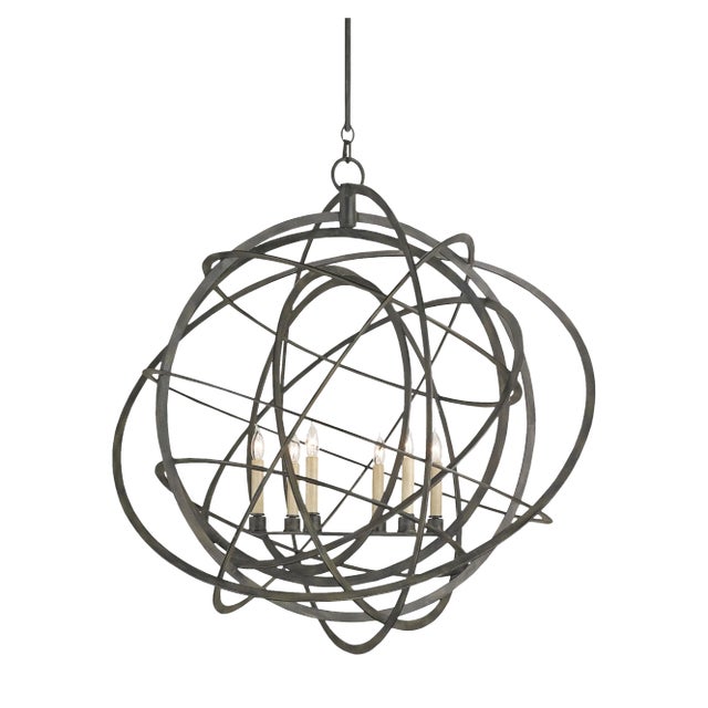 Currey & Company Genesis Black Orb Chandelier For Sale