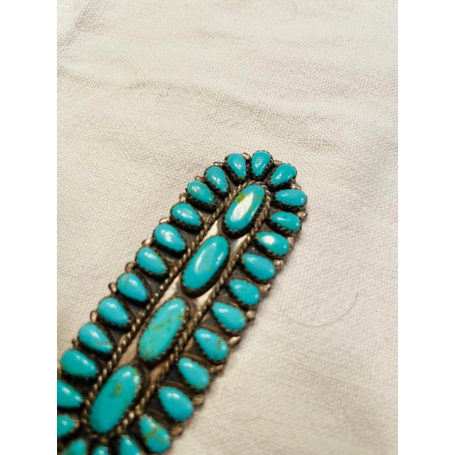 Zuni Brooch in Sterling Silver with Turquoise, 1960s For Sale - Image 5 of 8