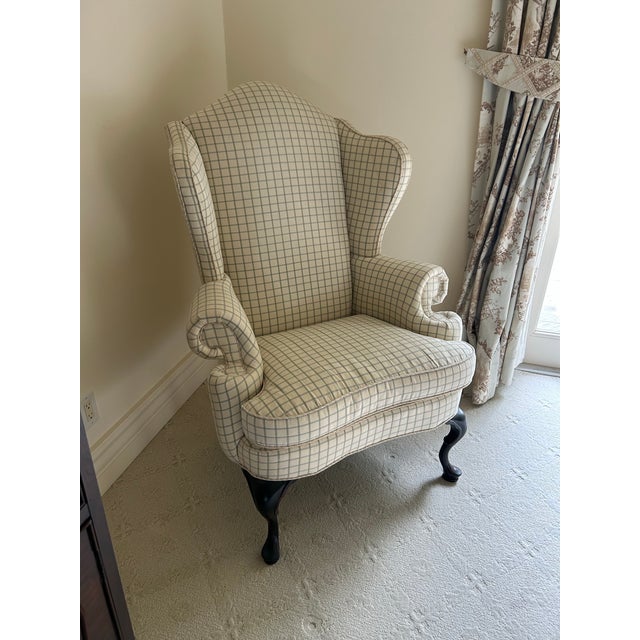 Queen Anne Late 20th Century Queen Anne Style Mahogany Wingback Chair For Sale - Image 3 of 5