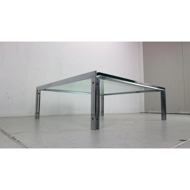 Large Dutch Metaform Steel & Glass Coffee Table attributed to Hank Kwint, 1970 For Sale - Image 6 of 12