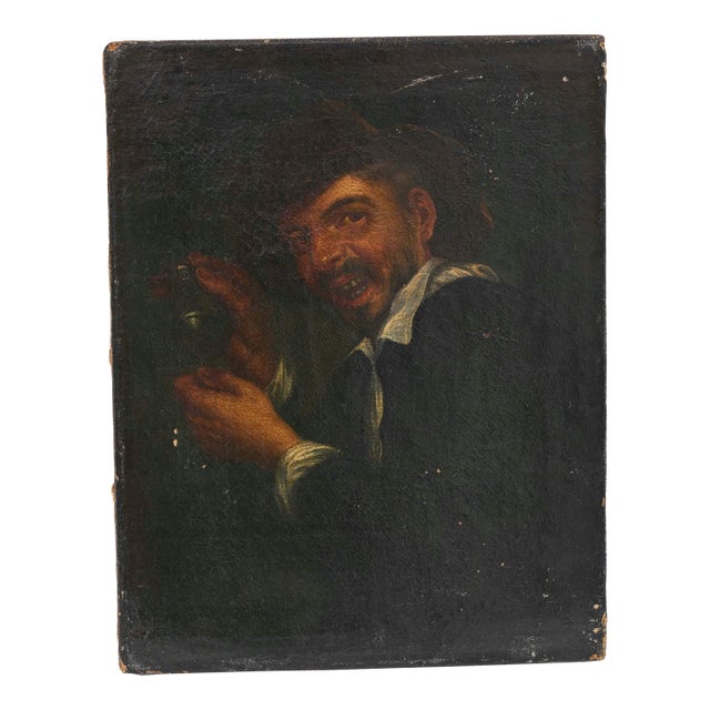 18th - 19th C. Portrait Painting After Petrus Staverenus Depicting Man Holding Bottle For Sale