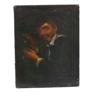 18th - 19th C. Portrait Painting After Petrus Staverenus Depicting Man Holding Bottle
