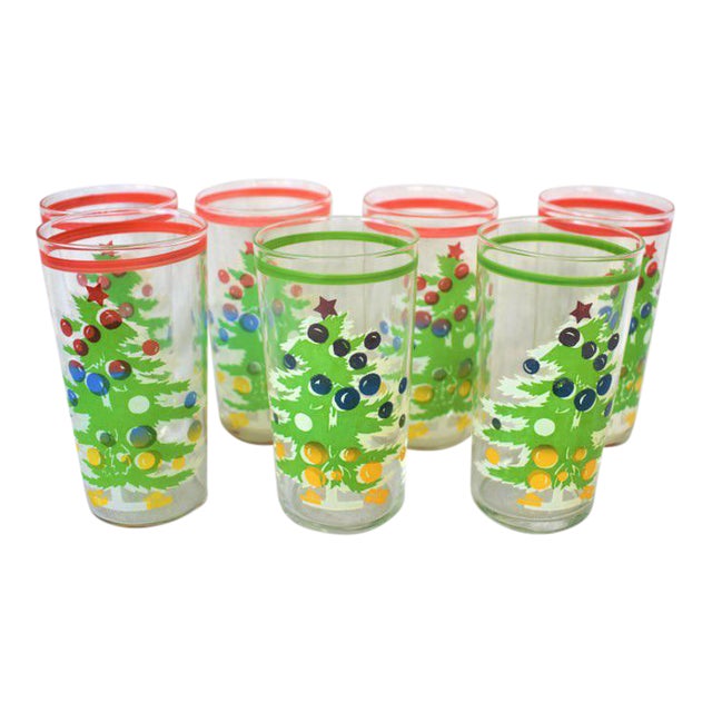 1980s Vintage Christmas Tree Glasses Set of 7 Chairish