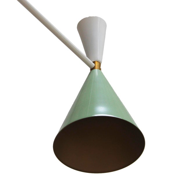 Spanish White and Green Lacquered Suspension Lamp For Sale - Image 4 of 6