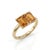 Contemporary Two-Stone Citrine Ring • Emerald Cut Yellow Gemstone Ring in Gold • Unique Double Gemstone Cocktail Ring Us 7 For Sale - Image 3 of 5