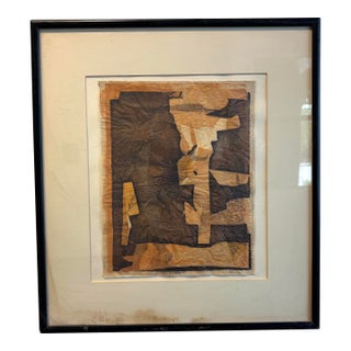 Vintage 60s Brown and Orange Abstract Screen Print For Sale