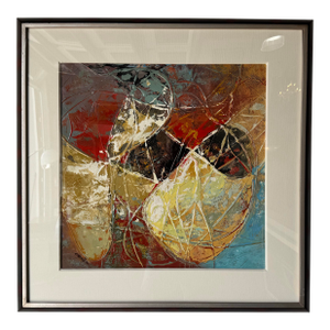 Vintage Cecil K. Abstract Expressionist Acrylic Paint on Board, Framed