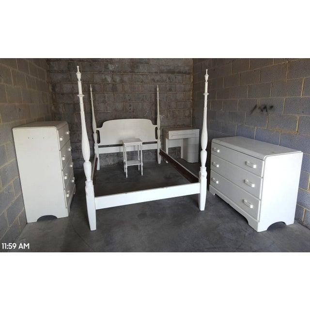 Off-white Victorian Off-White Enamel Fold-Top Sewing Table / Student Desk For Sale - Image 8 of 10
