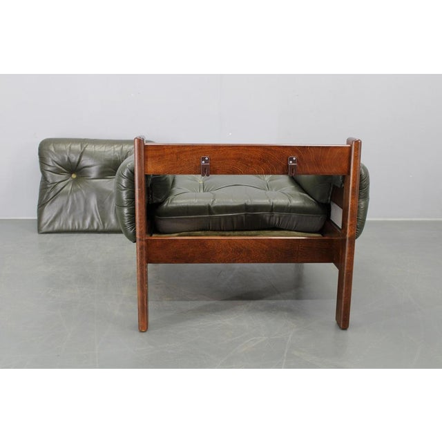 Mid-Century Modern Green Leather Chair, Czechoslovakia, 1970s For Sale - Image 16 of 18