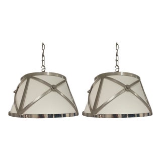 Vaughan Menton Hanging Pendant Shade in Polished Nickel - a Pair For Sale