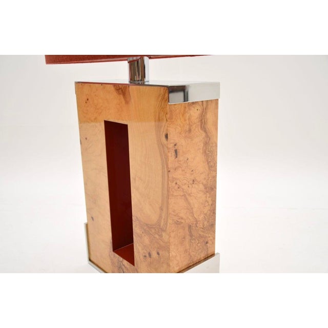 Large Burr Walnut and Chrome Table Lamp attributed to Oitoemponto, 2001 For Sale - Image 6 of 9