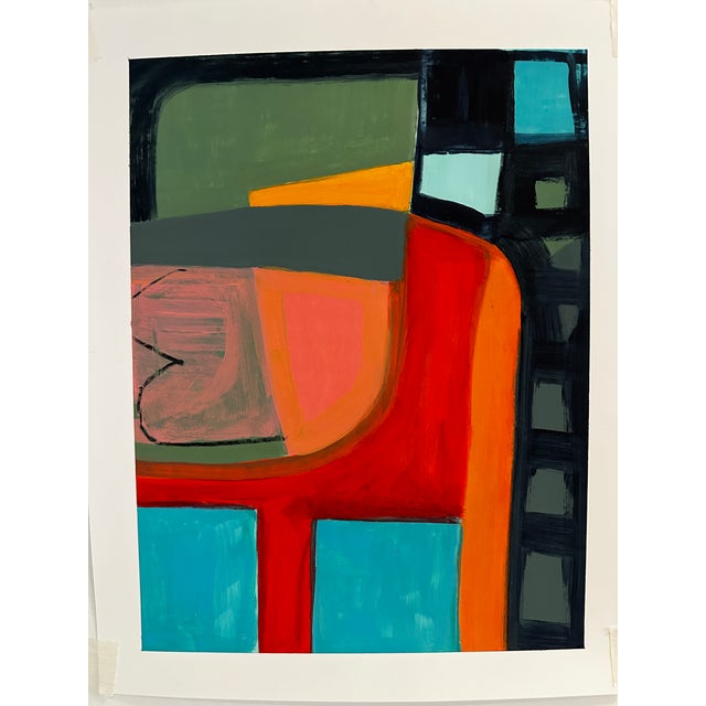 Orange Framed Original Contemporary Abstract Art by Michael Sanchez For Sale - Image 8 of 9