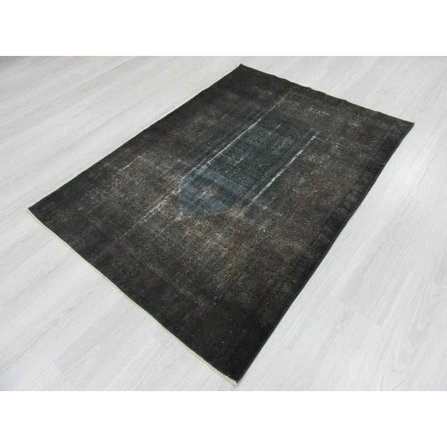 1960s Vintage Dark Grey Overdyed Turkish Rug - 3′9″ × 5′3″ For Sale - Image 5 of 6