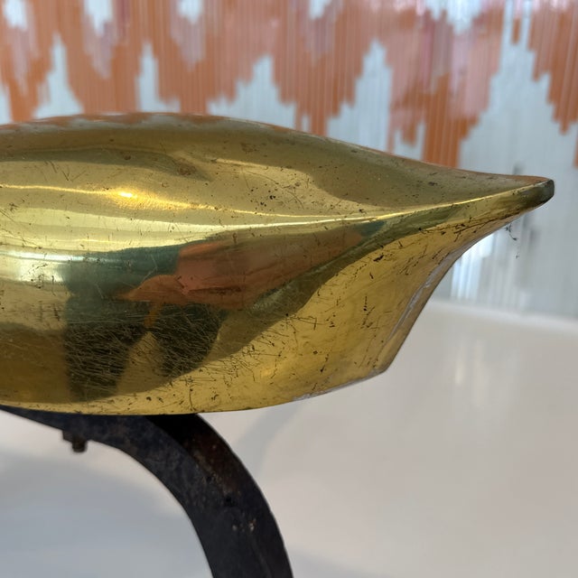 1970s Pair of Vintage Brass Duck Andirons For Sale - Image 5 of 10