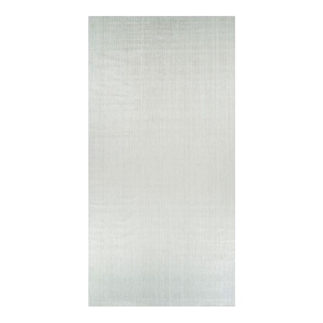 Rug & Kilim’s Oversized Textural Rug in Solid White and Silver-Gray Striae - 12x24 For Sale