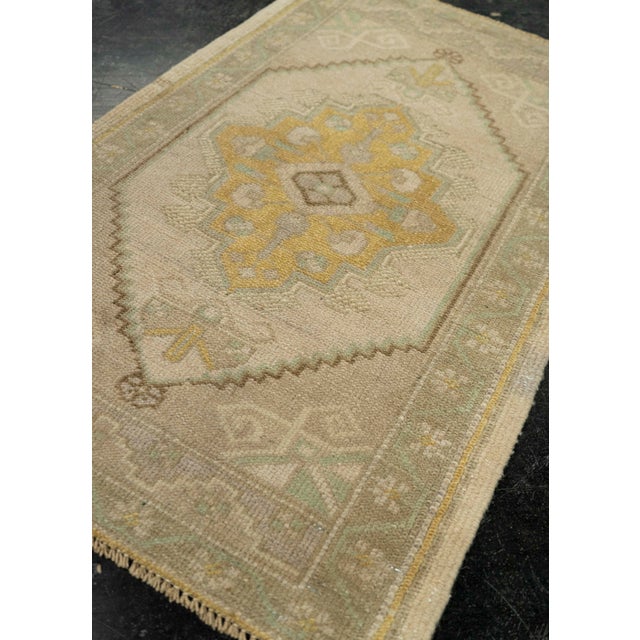 Textile Turkish Mini Rug Oriental Hand Knotted Vintage Rug 1'9" x 2'9" #21027 For Sale - Image 7 of 8