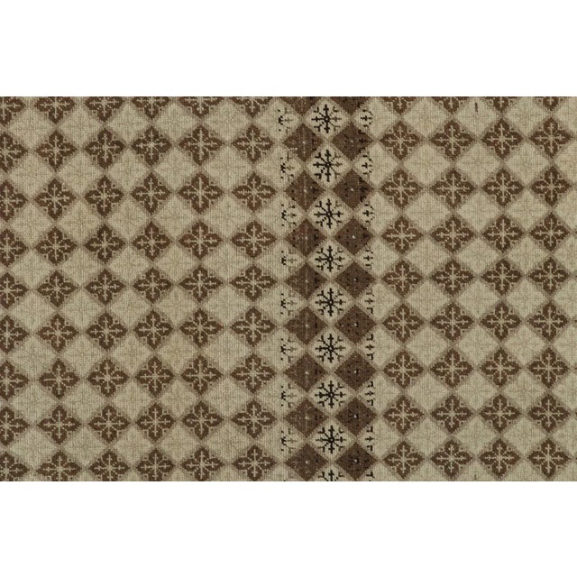 Distressed Vintage Zeki Muren Rug in Beige and Brown Pattern - by Rug & Kilim For Sale In New York - Image 6 of 8