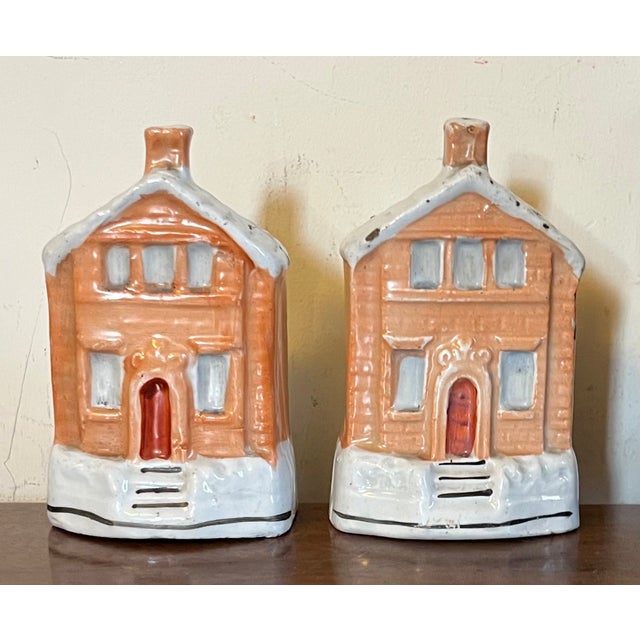 Antique 19th Century English Staffordshire Brick Cottage Coin Banks Circa 1860 - A Pair For Sale - Image 4 of 14