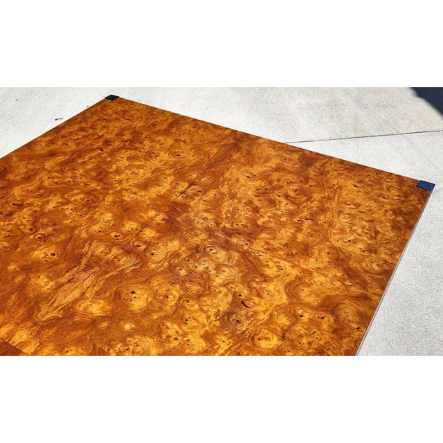 Harvey Probber MCM Burl Dining Conference Table 2 Leaves For Sale - Image 10 of 11