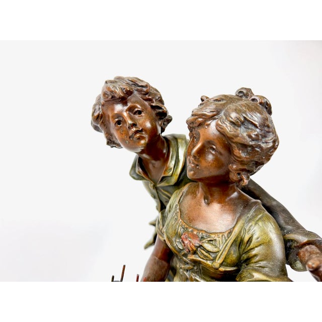 Antique 19th Century French Patinated Bronzed Spelter Jour de Fete Sculpture by L. & F. Moreau For Sale - Image 11 of 17
