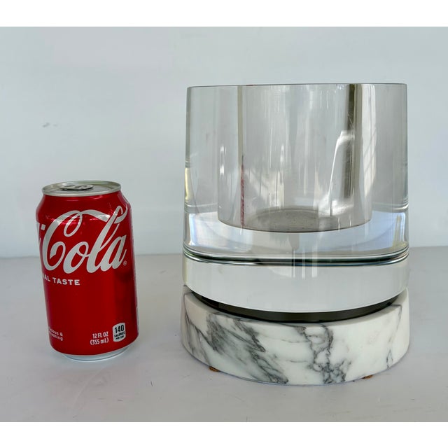 Stylish Revelation Modern Carrara Marble Optic Candleholder/Vase, showroom floor sample