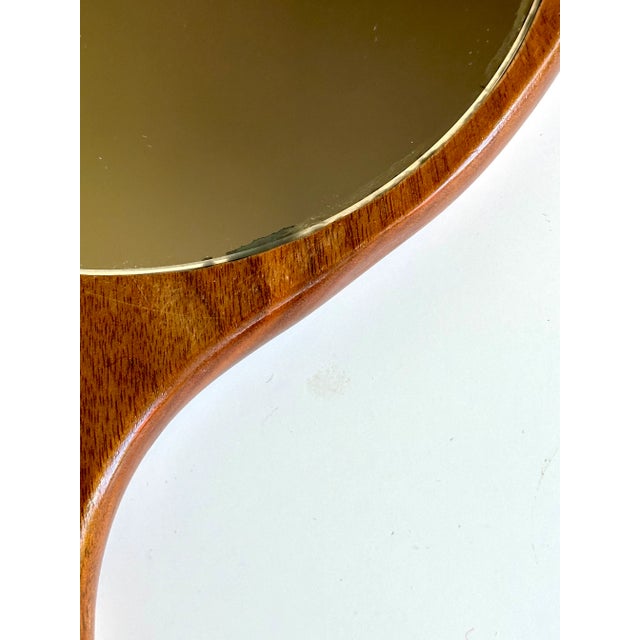 MCM Sculpted Walnut Hand Mirror For Sale In Madison - Image 6 of 6