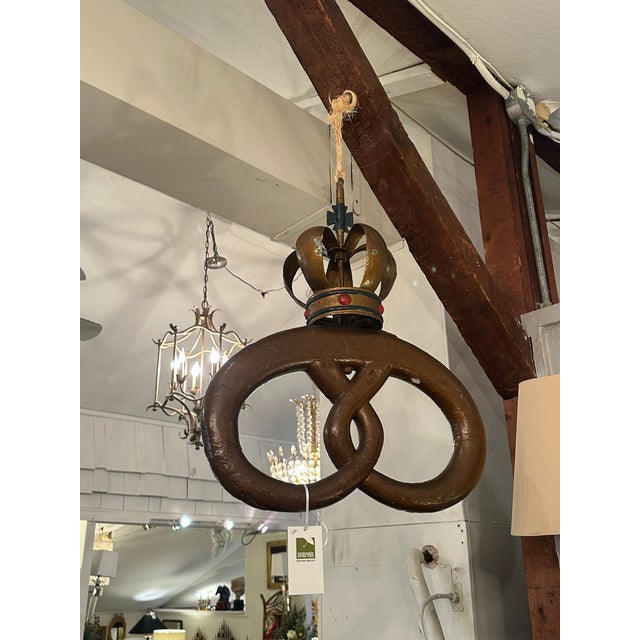 Antique Danish Hand Carved Pretzel Bakery Sign For Sale - Image 14 of 14