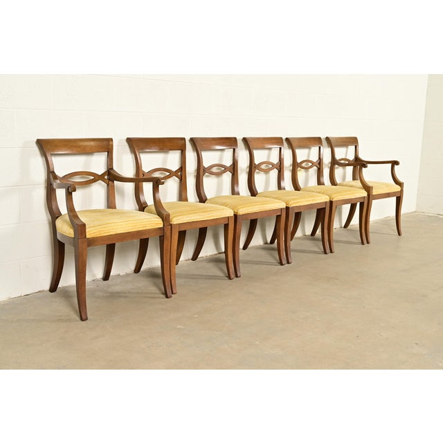 Kindel Furniture Style Regency Carved Walnut Dining Chairs, Set of Six For Sale - Image 15 of 15