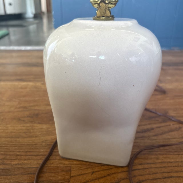 Post Modern Cream Color Ceramic Lamp For Sale - Image 4 of 10