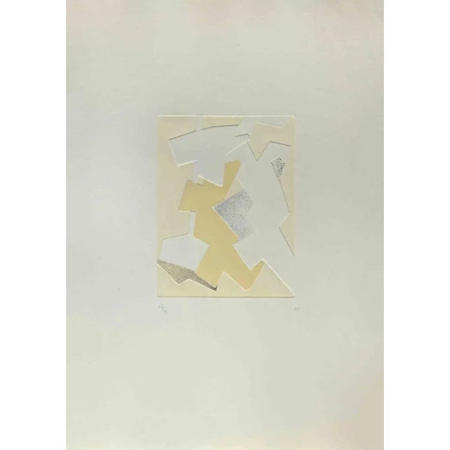 Abstract Composition is an etching and embossing realized by Hans Richter. Monogrammed in the lower part....