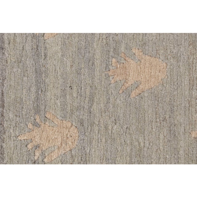 Gray Rug & Kilim’s Custom Geometric Silver-Gray and Green Wool Runner – “youngste” For Sale - Image 8 of 10
