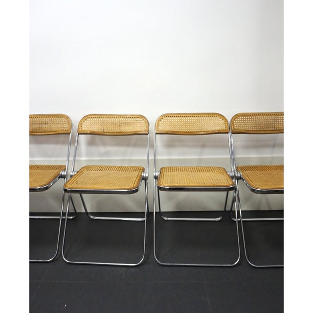 Vintage Plia Chairs in Cane Fabric by Giancarlo Piretti for Anonima Castelli, 1970s, Set of 4 For Sale - Image 17 of 18