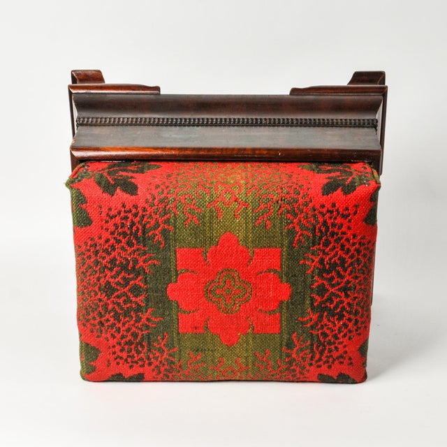 Antique Mahogany Footstool Empire Upholstered Ottoman For Sale - Image 10 of 16