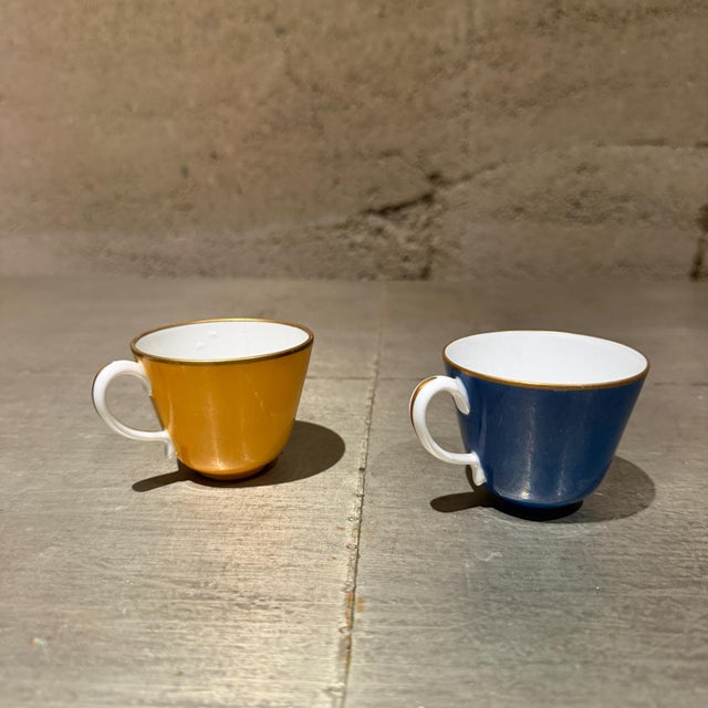For your consideration, a vintage Richard Ginori sapphire blue porcelain teacup accented with a fine gold rim and white...