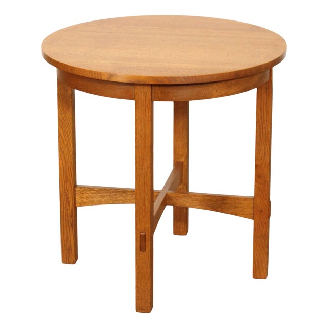Stickley Mission Collection Oak Round Lamp Table For Sale