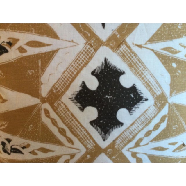 China Seas Biron Batik Camel Brown on Linen Geometric Patterned Pillow Cover For Sale - Image 4 of 7