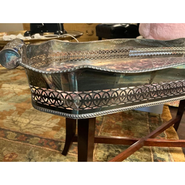 Victorian English Sheffield Harris & Land Silverplate & Faux Tortoise Tray Table, c.1863 For Sale - Image 9 of 13