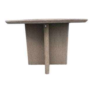 RH Balmain Round Teak Dining Table in Weathered Teak Finish For Sale