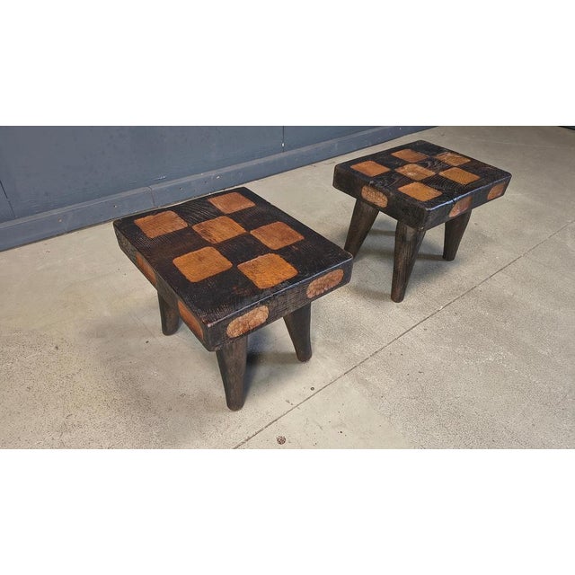Vintage Rustic Wooden Stools, 1960s, Set of 2 For Sale - Image 6 of 13