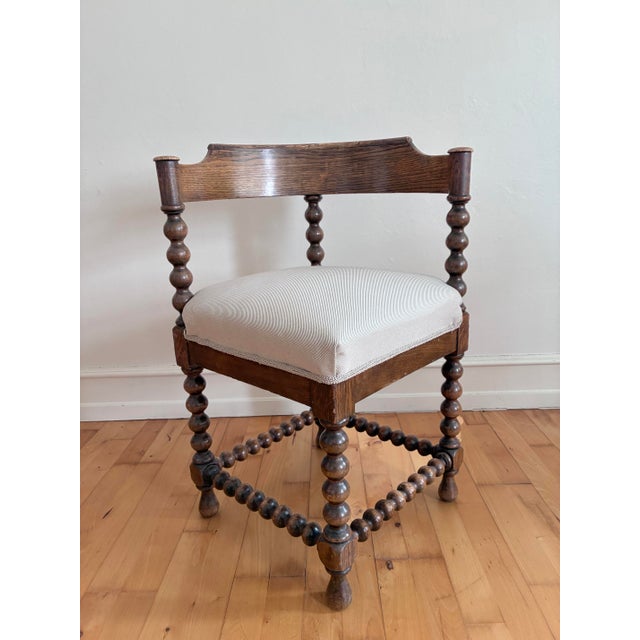 Wood Pair of Antique Edwardian Bobbin Corner Chairs, English 1900 For Sale - Image 7 of 18