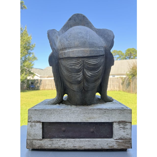 Mid 20th Century Stone Guanyin Buddha Garden Sculpture in Custom Base For Sale - Image 10 of 12