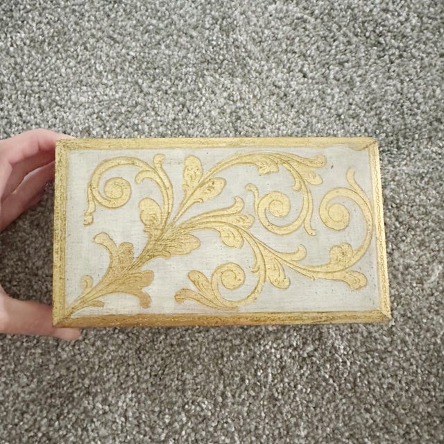1950s Florentine Wood Pieces; Box, Triptych - Set of 3 For Sale In Jacksonville, FL - Image 6 of 11