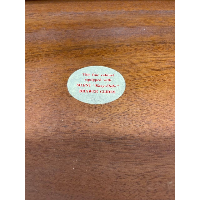 Vintage Mid Century Modern Gentleman's Chest Highboy Dresser With Cabinet and Sculpted Pulls. For Sale - Image 12 of 12