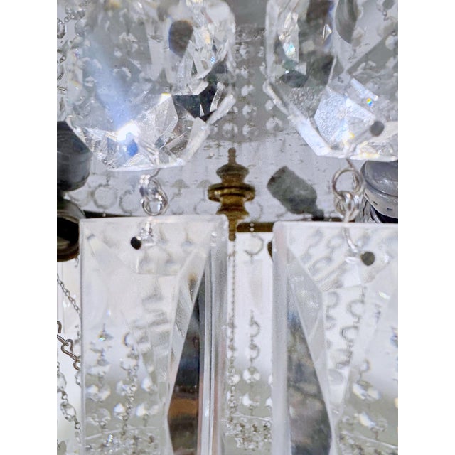 Vintage French Style Crystal Basket Chandelier With Ornate Brass Crown For Sale In New York - Image 6 of 12